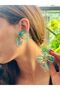 7 cm Floral Mica Women's Earrings Green