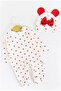 Baby Girl Romper with Heart Pattern Hat and Snap Fasteners at the Bottom