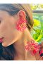 7 cm Floral Mica Women's Earrings Pink - 2