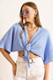 Women's Blue Wrap Kimono Blouse Blz-19003068