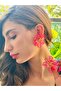 7 cm Floral Mica Women's Earrings Pink - 3