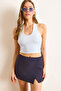 Women's Baby Blue Halter Strap Crop Polyamide Blouse Blz-19003067