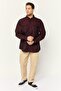 Men Regular Fit Plain Long Sleeve Casual Shirt, Deep Red - 4