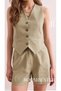 Women's Premium Quality Linen Flam Shorts Lined with Elastic Waist - 5