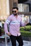 Men's Long Sleeve Striped Panel Shirt 2400-9 - 3
