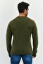 Men Crew Neck Knitted Sweater, Heather Olive - 3