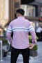 Men's Long Sleeve Striped Panel Shirt 2400-9 - 4