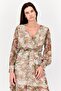 Women Floral Print Belted Maxi Dress, Multicolor - 2