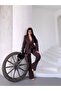 Women's double belted blazer jacket pants set - 2