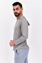 Men Hooded Brand Logo Sweatshirt, Grey - 2