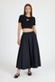 Black Stone Embroidered Heart Detailed Viscose/Soft Fabric Crop T-Shirt 2444 - 3