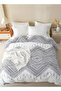 King size 6 piece boho bedding set in black and white without filling 220x240cm. - 5