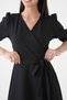 Double Breasted Collar Girdle Detail Asymmetrical Cutout Stretchy Atlas Fabric Midi Length Flared Women's Evening Dress 410 - 3