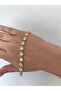 Stainless Steel Heart Stone Elevator Shiny Gold Bracelet - 3