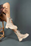 Caxa premium nude lace-up zippered winter women's boots - 4