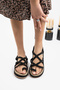Women's Straw Black Flip Flops Summer Sports Sandals - 3