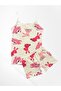 Girl's 100% Cotton Fabric Ecru Rabbit Patterned Thin Strap Athlete Boxer Set - 2