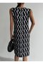 Sleeveless Woven Geometric Casual Dress - 3