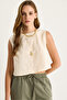 Women's Cream Sleeveless Linen Blouse 3419-1 60282023 - 3