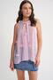 4719 Women's Floral Detailed Transparent Tie-Up Blouse Pink - 4