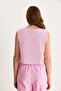Women's Candy Pink Sleeveless Linen Blouse 3419-1 60282023 - 6