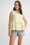 4722 Women's V-Neck Ruffled Muslin Blouse Butter Yellow - 4