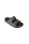 Yazkiş women's black platinum double buckle shiny fabric slippers
