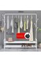 Clothing Garment Rack with Wheels And Bottom Shelves, 2-Tier Entryway Metal Coat Rack And Shoe Bench - 3