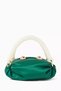 Green Tiny Nino Tote with Satin and Pearl Handle Handmade Mini Bag with Gold Detail