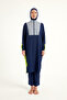 Navy Blue Full Covered Hijab Swimsuit – Stopper, Slit, M2527-3 - 6
