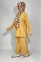 Women's Tunic Pants Bottom Top Double Comfortable Fit Hijab Suit Beige - 5