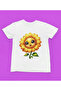 Stil-X Sun Flower Printed Cycling Collar 100% Cotton Girl's Tshirt White, Yellow