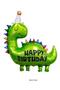 Happy Birthday Printed Green Dinosaur Foil Balloon - 2