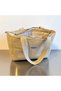 Medium Size Wicker Woven Fabric Shoulder / Beach Bag - Natural Wicker Color - 4