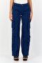 Women Regular Fit Solid Cargo Pants, Slate Blue