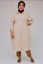58071-1 Large Size Muslin Shirt with Front Pockets - Beige