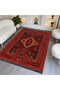 Mosso Red Black Tones Ethnic Motifs Patterned Woven Base Vintage Decorative Carpet Mosso104 - 4