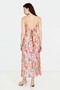 Pastel Printed Open Back Linen Dress - 5