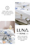 Queen Size 6 Piece Duvet Cover Set White with Blue Flowers Bedding Set without Filler 200x230cm. - 6