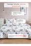 Queen Size 6 Piece Duvet Cover Set White with Blue Flowers Bedding Set without Filler 200x230cm. - 2