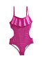 Girl's Light Pink Ruffled Side Cut Detailed Swimsuit - 2