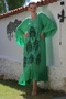 Italian Green Pool Collar Flounced Sleeve Lined Foil Printed Casual Oversize Woven Dress 138 65