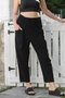 Organic Cotton Black Cargo Pocket Elastic and Tie Waist Baggy Casual Woven Trousers 100 65 - 3
