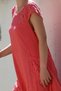 Italian Pomegranate Flower Round Neck Low Sleeve Pocket Lace Casual Linen Blended Woven Dress 95 62 - 6