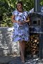 Italian White Boat Neck Low Sleeve Shawl Pattern Casual Linen Woven Dress with Hidden Pocket 100 65 - 3