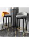 Bar Stools with Backrest Kitchen High Stools with Gold Metal Footrest Round Seat Counter Chair for L - 3