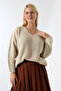 Women's Oversize V-Neck Knitwear Sweater - 3