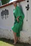 Italian Green Pool Collar Flounced Sleeve Lined Foil Printed Casual Oversize Woven Dress 138 65 - 7