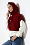 V-Neck Hooded Lace-Up Long Sleeve Two-Color Panel Button Soft Texture Design Stylish Knitwear Cardigan - 5