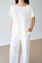 Women's New Season Boat Neck Low Sleeve Linen Knitted Sweater Blouse - 2
